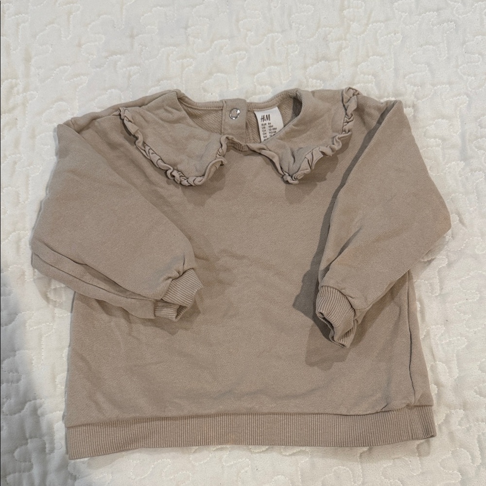 H&M Beige Ruffle Collar Pullover